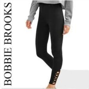 New with Tags Bobbie Brooks Soft Black Leggings with Criss Cross Cutout Ladies M